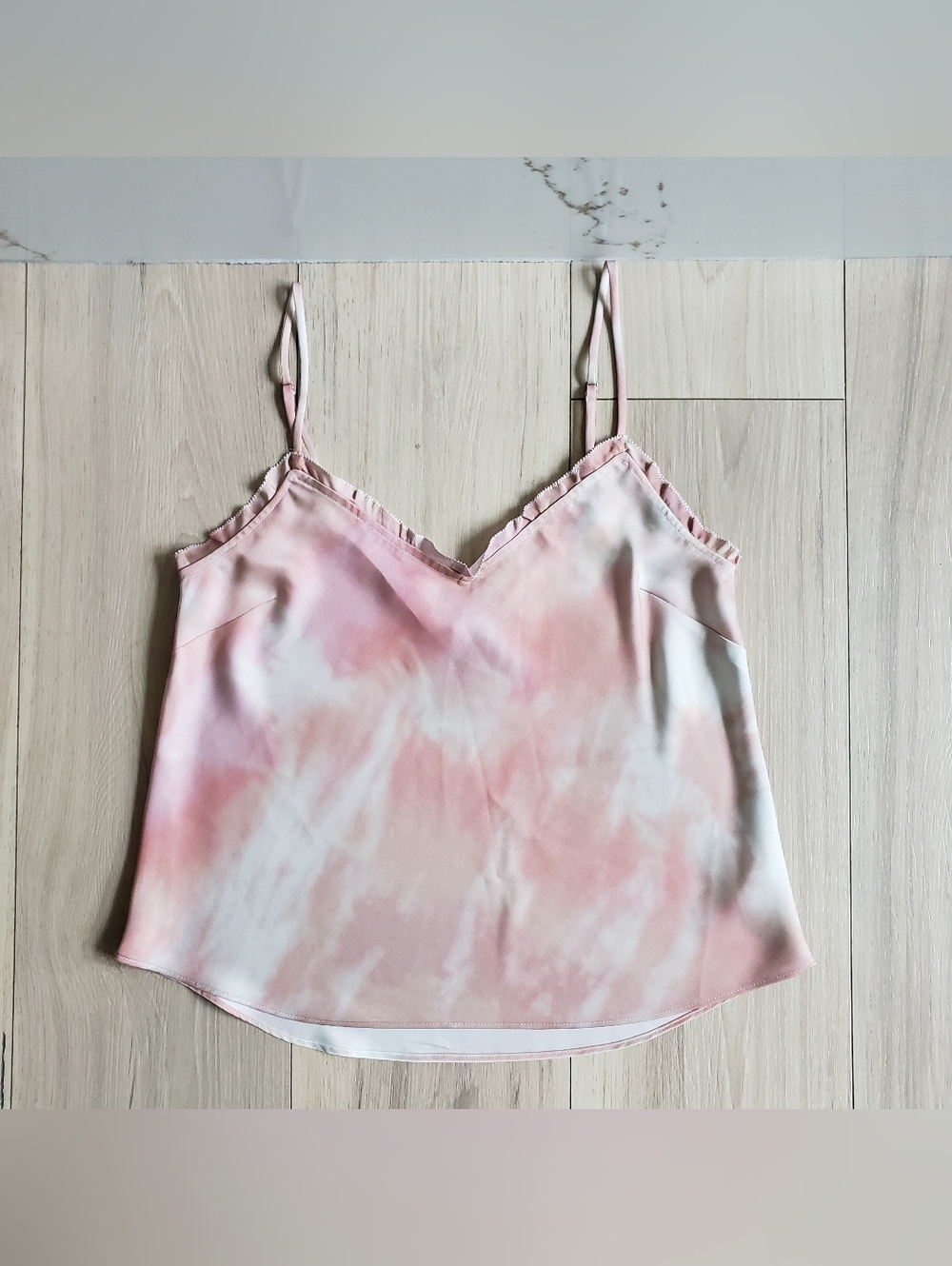 Wilfred  Ruffle Silky Camisole Womens XS Dawn Pink Ruffled Neckline